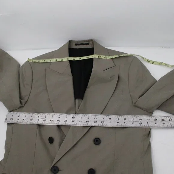 All Saints Blazer Mens 36 Ren‎ Double Breasted Six Button Wool Blend peak lapel
